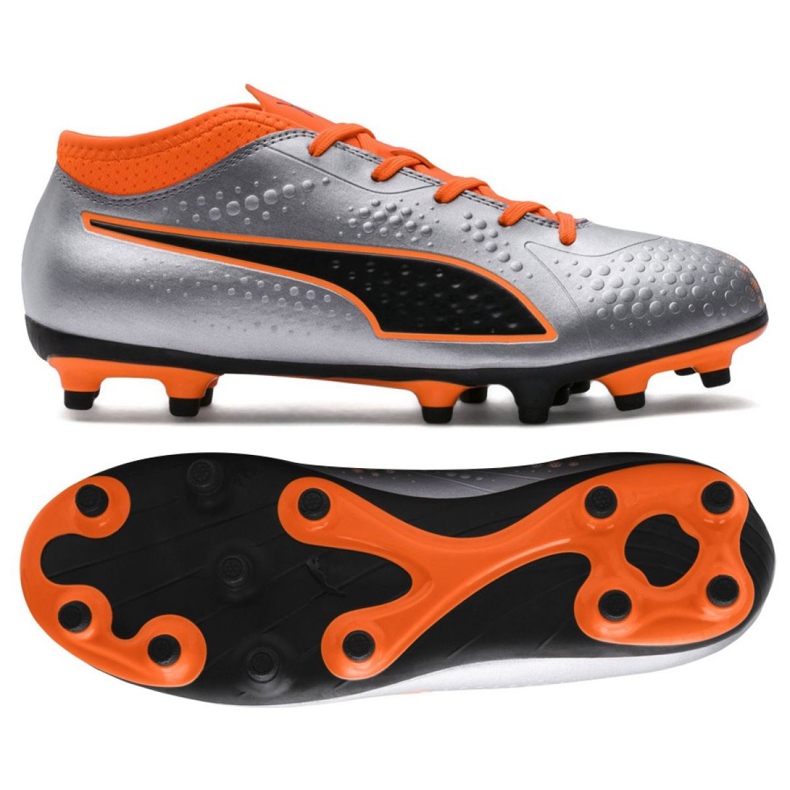 Scarpe da calcio Puma One 4 Syn Fg Jr 104782 01 multicolore grigio