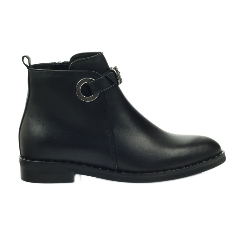 Edeo Stivali in pelle nera da donna isolati con polare 3243 nero