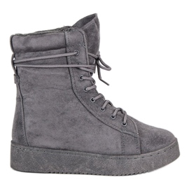 Bello Star Stivali da neve in pelle scamosciata grigio