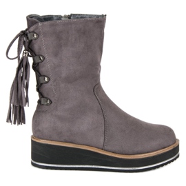Forever Folie Stivaletti in camoscio con zeppa grigio