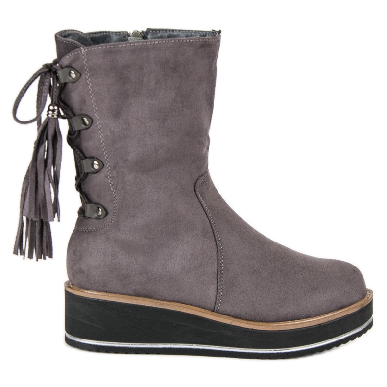 Forever Folie Stivaletti in camoscio con zeppa grigio