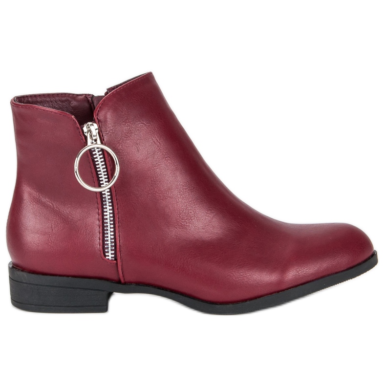 Anesia Paris Stivali bordeaux su un tacco piatto rosso