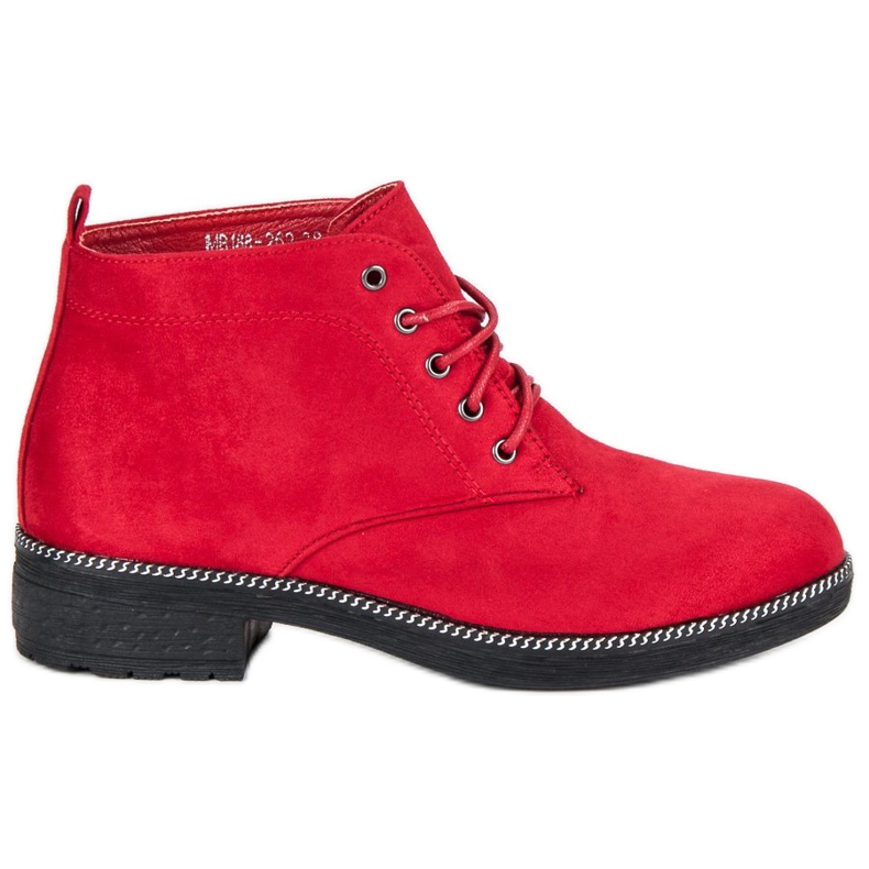 Nio Nio Stivaletti stringati in camoscio rosso