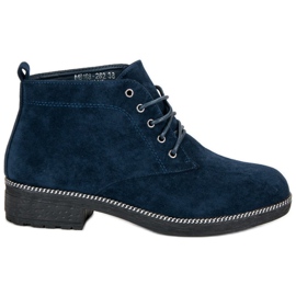Nio Nio Stivaletti in pelle scamosciata con lacci blu