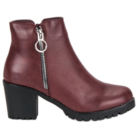 Super Me Stivali bordeaux sul post nero rosso