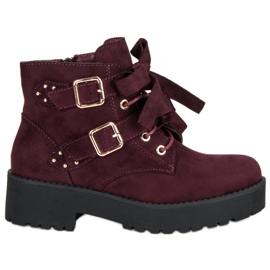 Stivali in camoscio bordeaux rosso