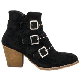 Stivaletti casual con tacco alto nero
