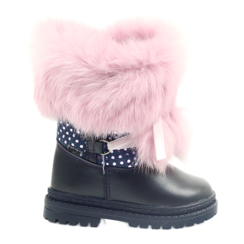 Bartek Stivali in pelle da bambina con pelliccia 216390-013 blu