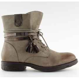 Stivali da donna beige e marrone BH52-KB kaki