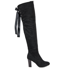 Forever Folie Eleganti stivali alti alla coscia con tacco alto nero