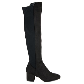Super Me Stivali con tacco alto in camoscio nero