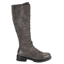 SDS Stivali stringati da donna grigio