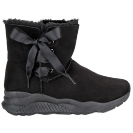 Lemax Stivali da neve alla moda con pelliccia nero