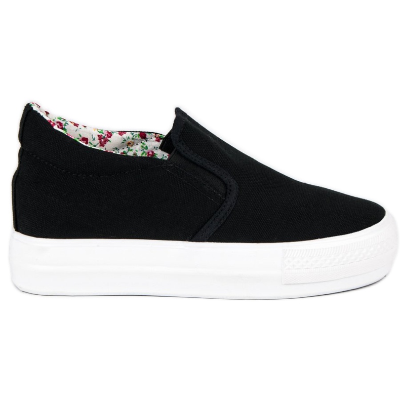 J. Star Sneakers nere su una zeppa nero