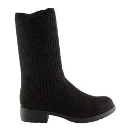 Nero ZH757 Stivali neri con tomaia in maglione