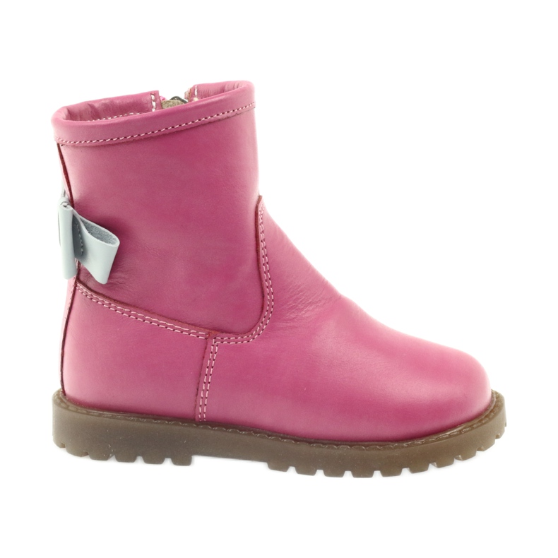 Bartuś Stivali per bambini in pelle con un fiocco rosa 317 grigio
