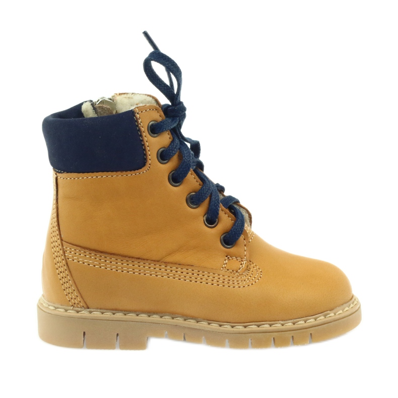 Stivali in legno BARTUŚ Camel giallo blu navy