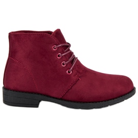 Stivali allacciati bordeaux rosso