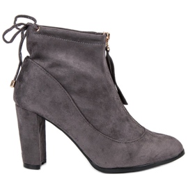 Mannika Stivali eleganti in pelle scamosciata grigio