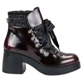 Super Me Stivali alla moda con tacco alto rosso