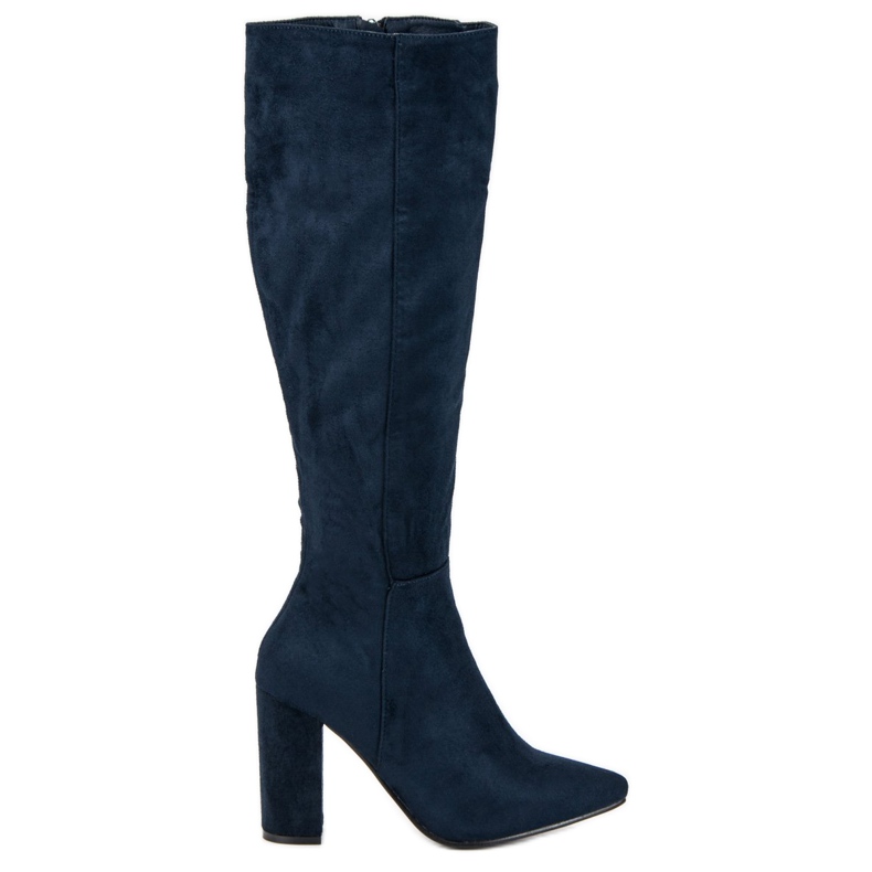 Small Swan Stivali con tacco alto in camoscio blu