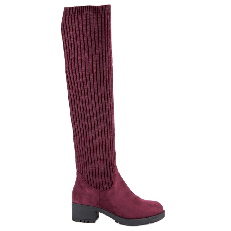 Ideal Shoes Stivali bordeaux aderenti rosso