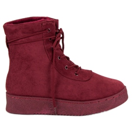 Anesia Paris Stivali stringati sulla piattaforma rosso