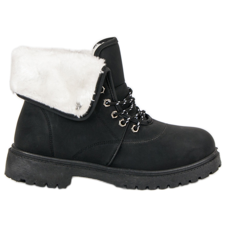 Trapper neri con pelliccia nero