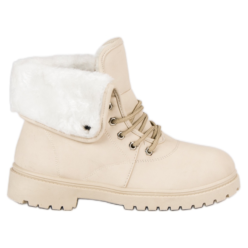Trappers beige con pelliccia