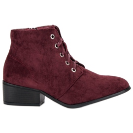 Stivali bordeaux allacciati rosso
