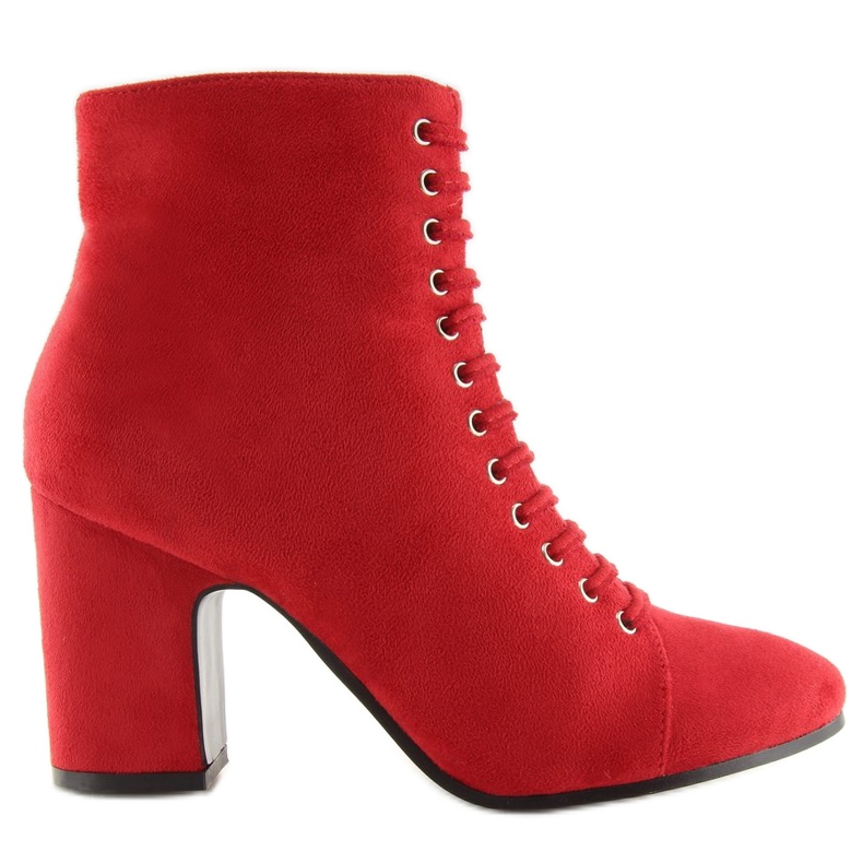 Red SP03 Stivali rossi su un tacco stabile rosso