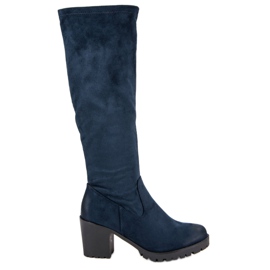 Stivali con tacco alto in pelle scamosciata di VINCEZA multicolore blu