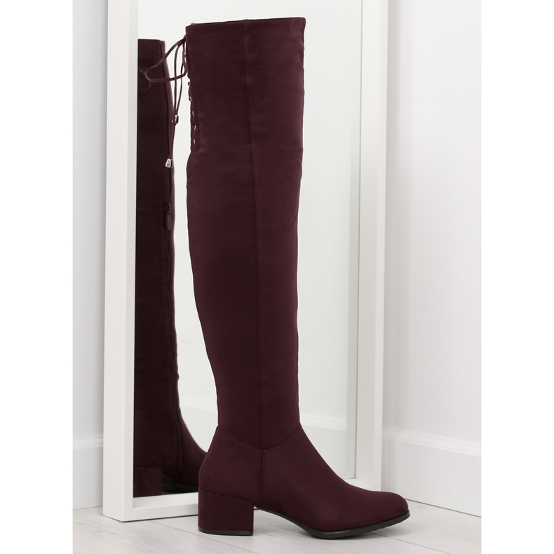 Stivali sopra il ginocchio BH129-HB Bordeaux vino multicolore rosso