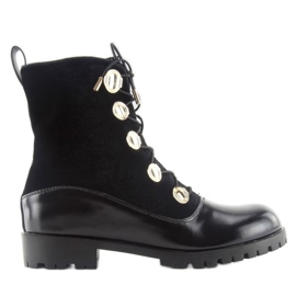 Lavoratori in velour con bottoni neri R113p Black nero