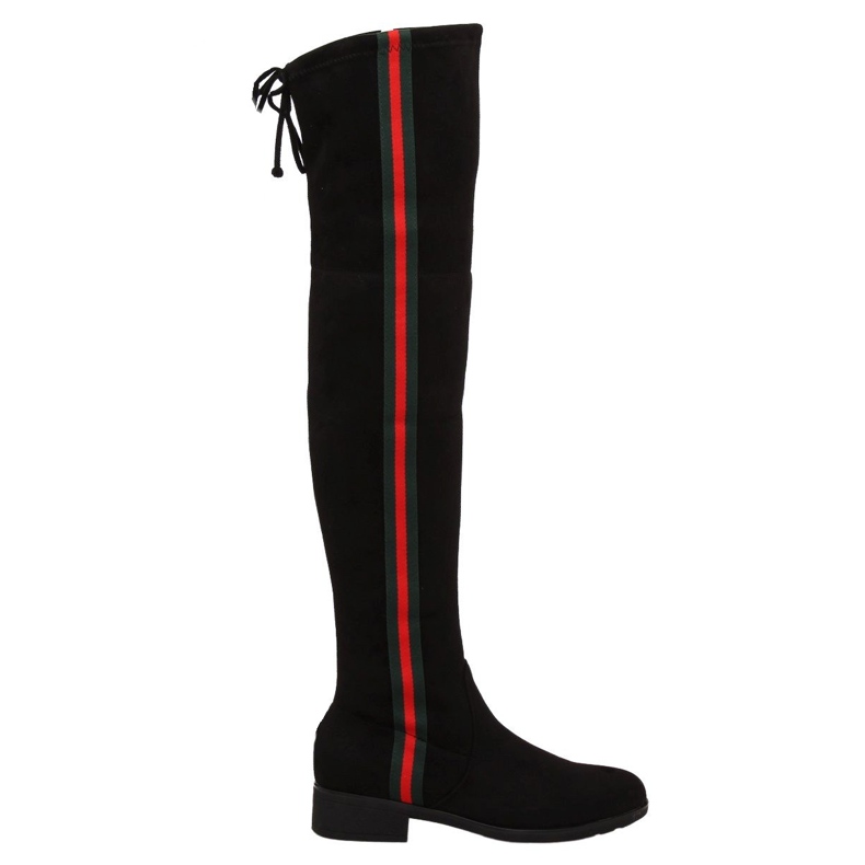 Stivali sopra il ginocchio con striscia nera HFN-0296-2 Nero