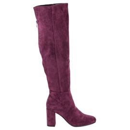 Filippo Stivali bordeaux con tacco alto rosso