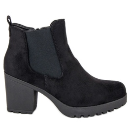 Ideal Shoes Stivaletti Chelsea in pelle scamosciata sulla piattaforma nero