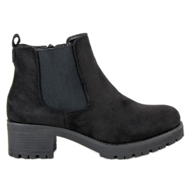 Ideal Shoes Stivali Chelsea neri su tacchi piatti nero