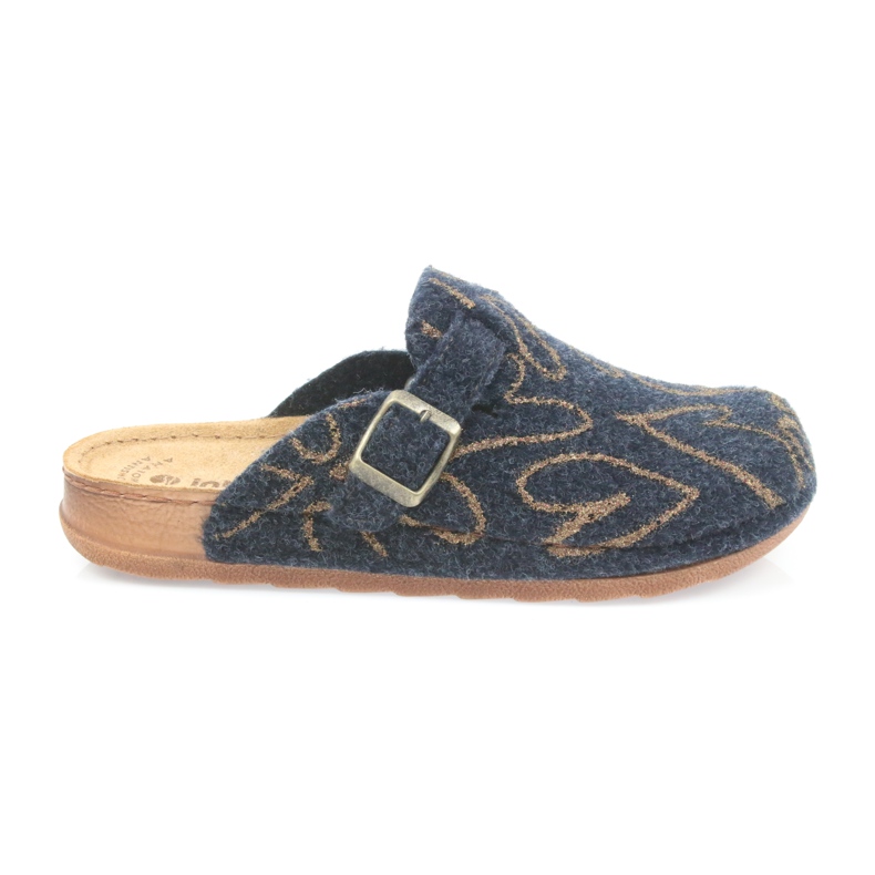 Pantofole in feltro Inblu UA033 cuori dorati blu navy d'oro