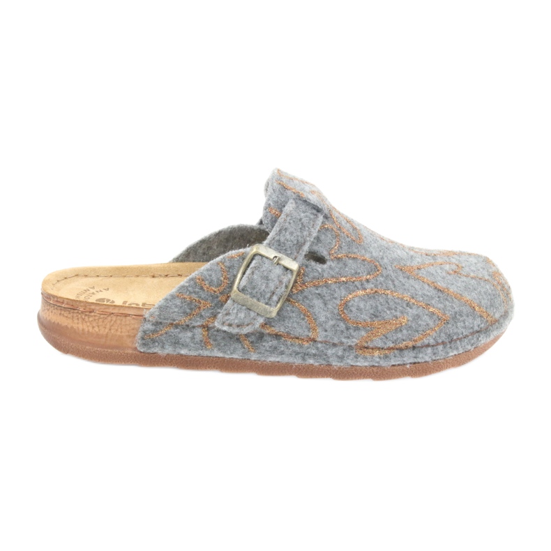 Pantofole in feltro Inblu UA033 cuori dorati grigio giallo