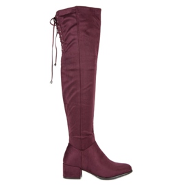 Queentina Stivali in camoscio bordeaux multicolore rosso
