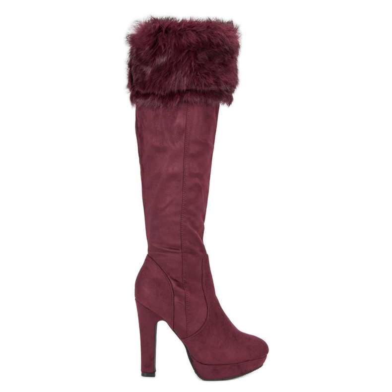 Super Me Stivaletti in camoscio con pelliccia multicolore rosso