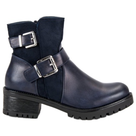 Ideal Shoes Stivali blu navy sulla piattaforma