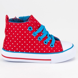 Sneakers alte a pois rosso