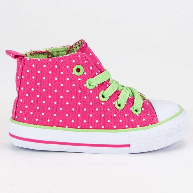 Scarpe da ginnastica alte in piselli rosa