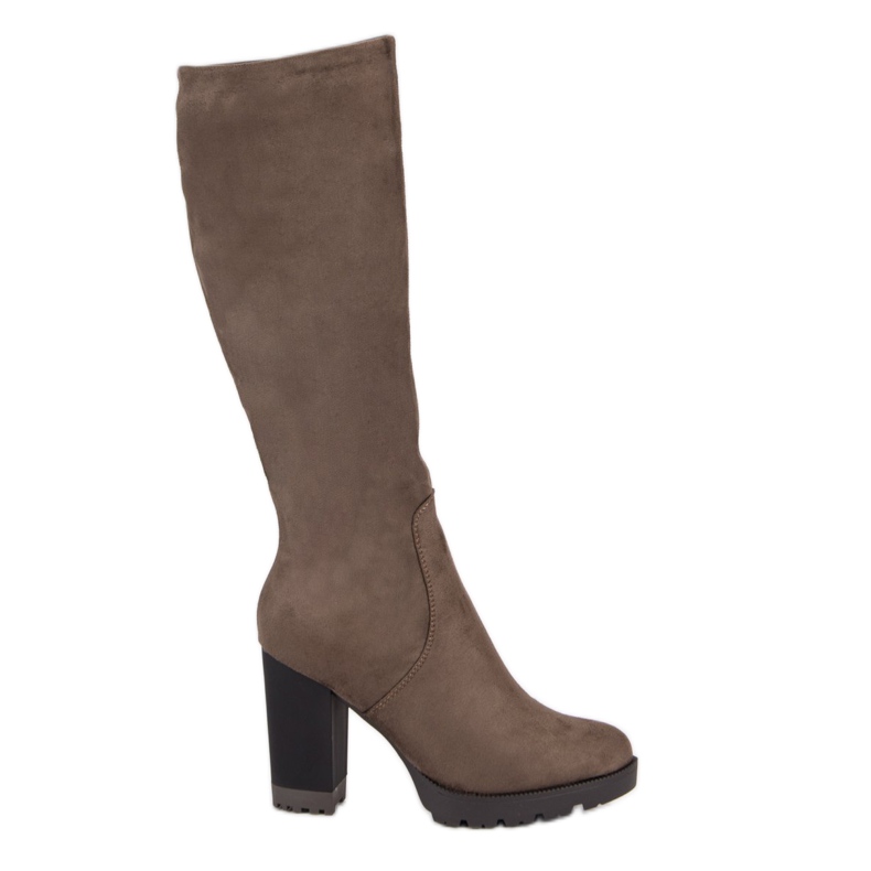 Super Mode Stivali con plateau in pelle scamosciata marrone