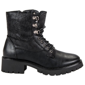 Ideal Shoes Lavoratori allacciati sulla piattaforma nero