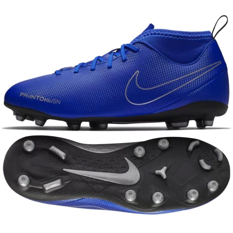 Nike Phantom Vsn Club Df Fg Mg Jr AO3288-400 scarpe da calcio multicolore blu
