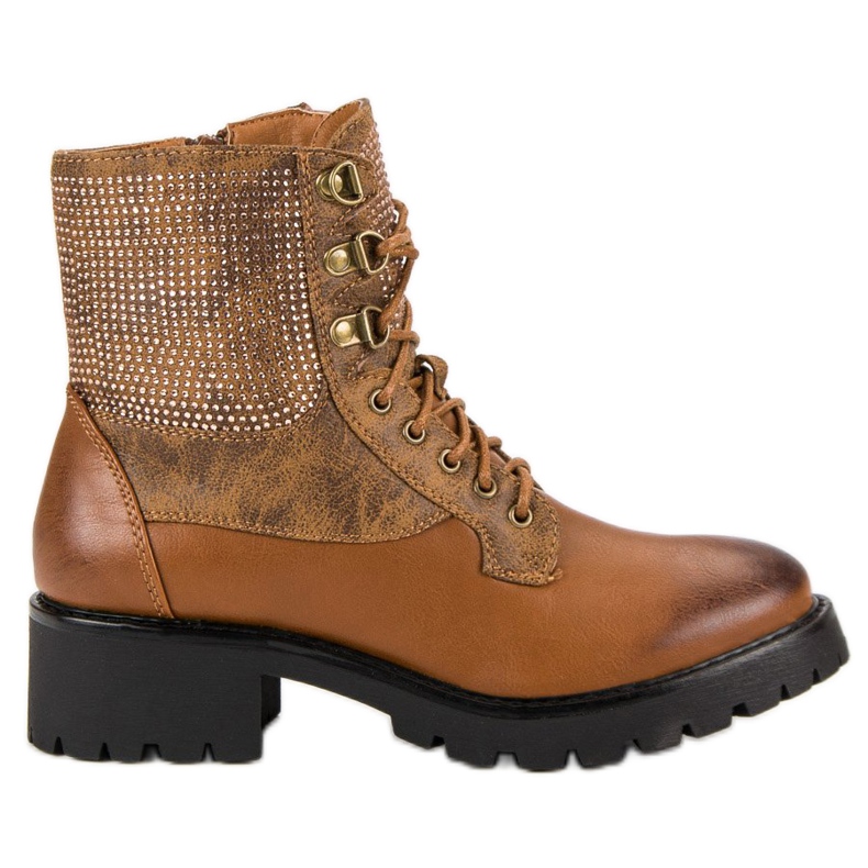 Ideal Shoes Lavoratori allacciati sulla piattaforma marrone