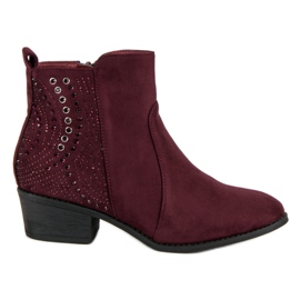 Nio Nio Stivali bordeaux con cristalli rosso
